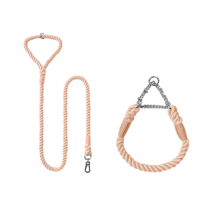 Woven Cotton Pet Dog Leash Collar Set