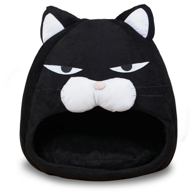 Cartoon Cat Bed Fleece Lovely Pet House