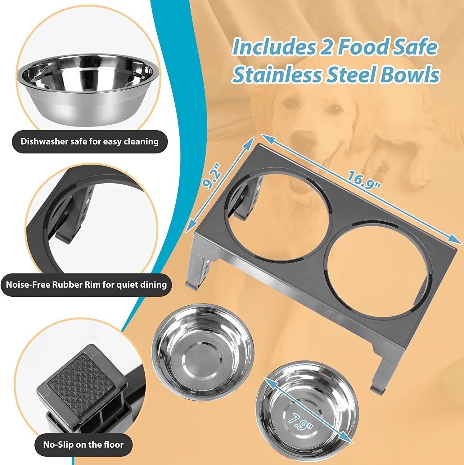 Lifting Dog Bowl Rack Neck Protection