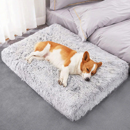 Plush Square Pet Bed Wave Memory