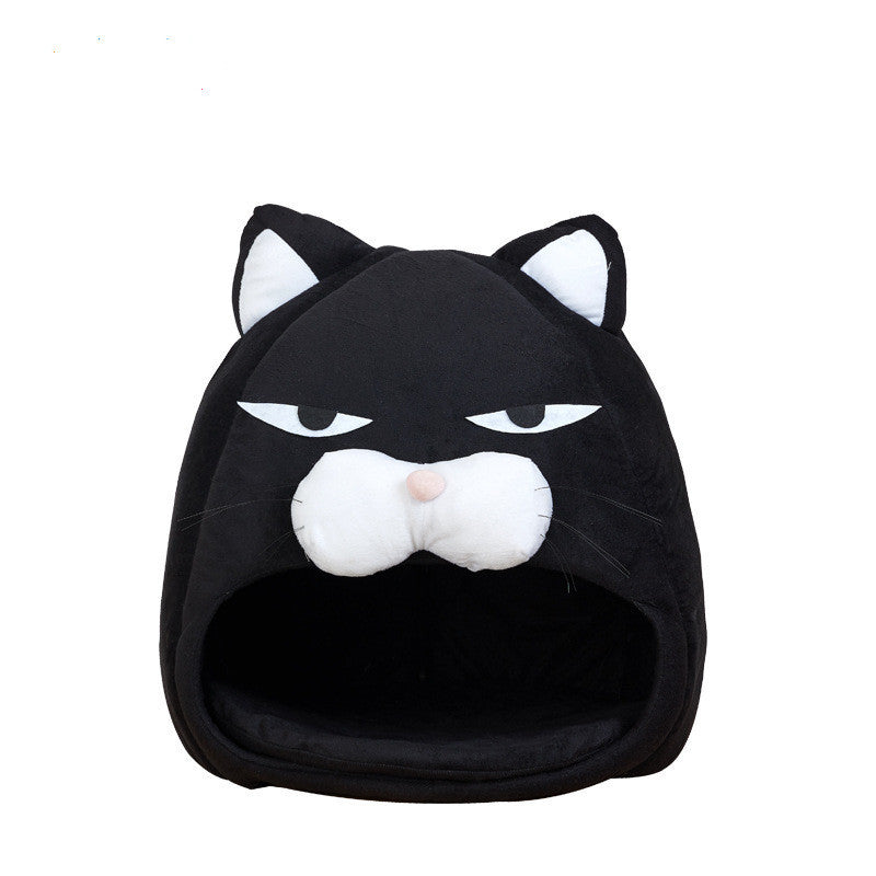Cartoon Cat Bed Fleece Lovely Pet House