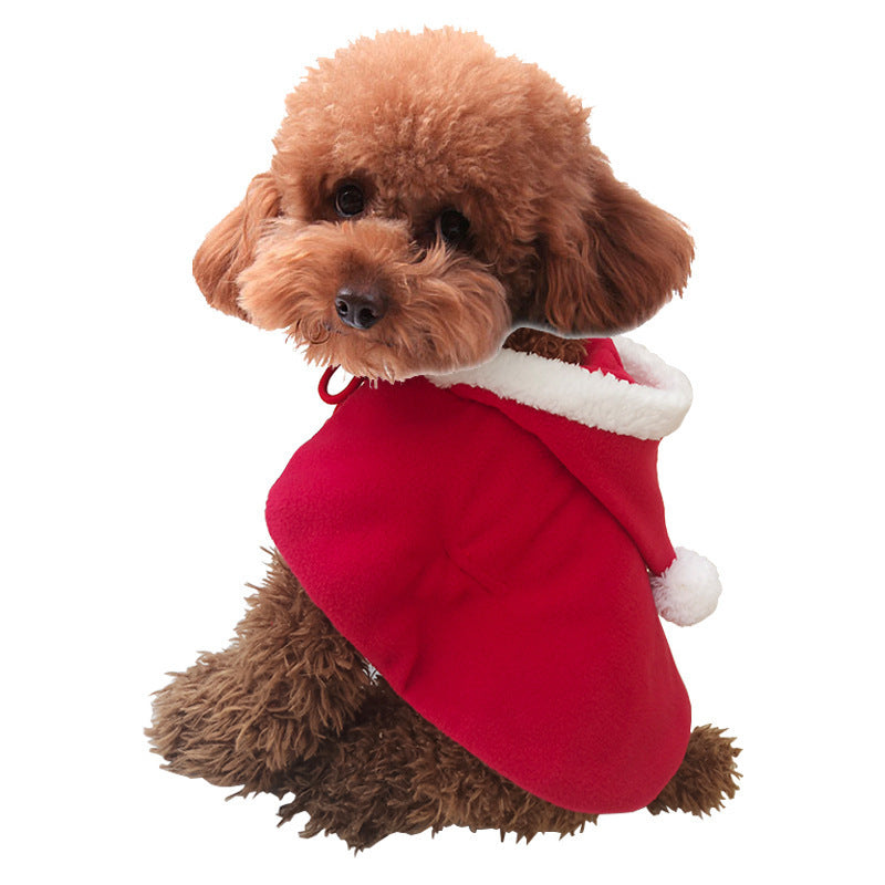Dog Pet Christmas Cloak With Hood Clothes