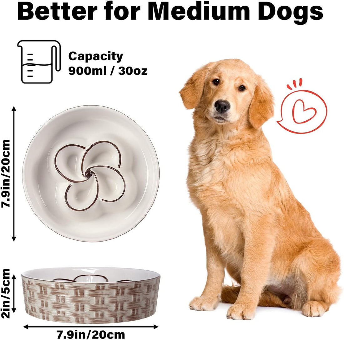 Ceramic Slow Feeder Dog Bowl