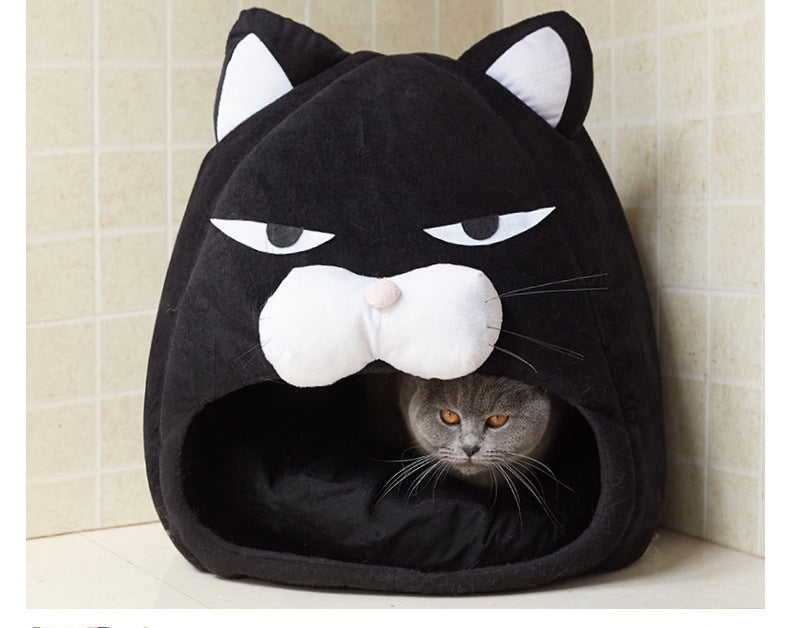 Cartoon Cat Bed Fleece Lovely Pet House