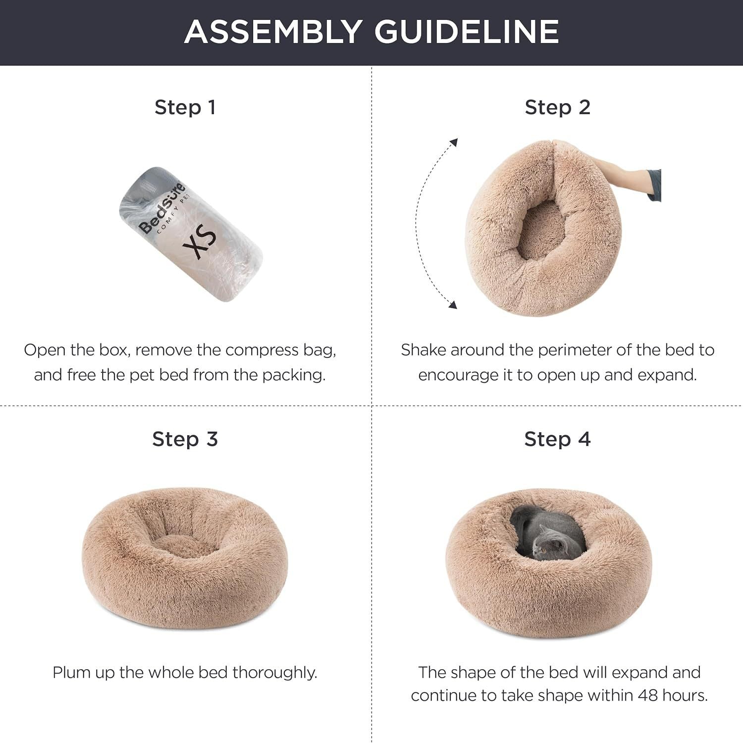 Non-slip Round Fluffy Plush Pet Bed