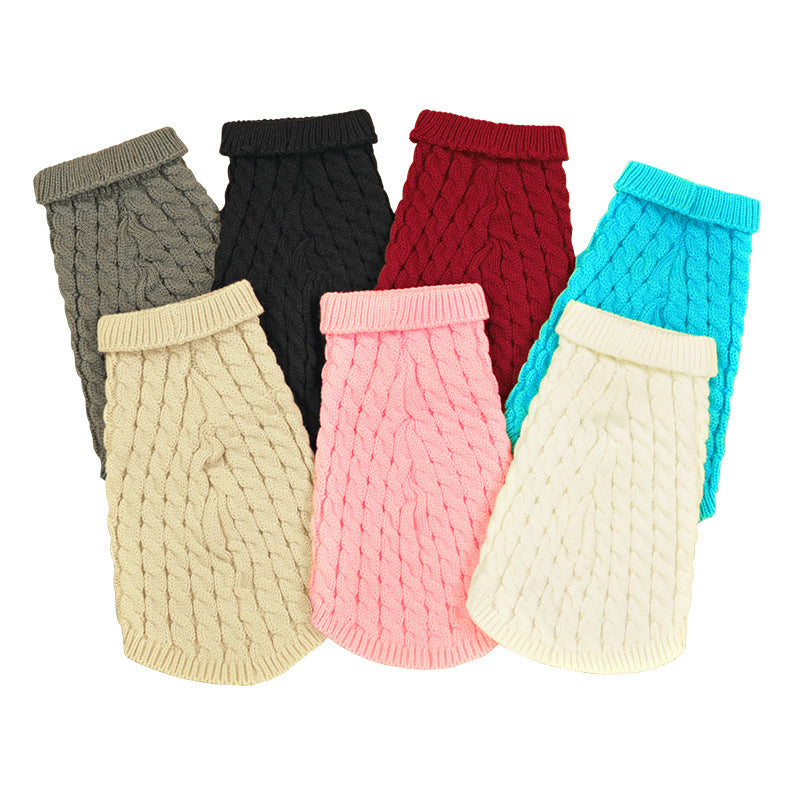 Pet Dog Cat Keep Warm Pure Color Sweater