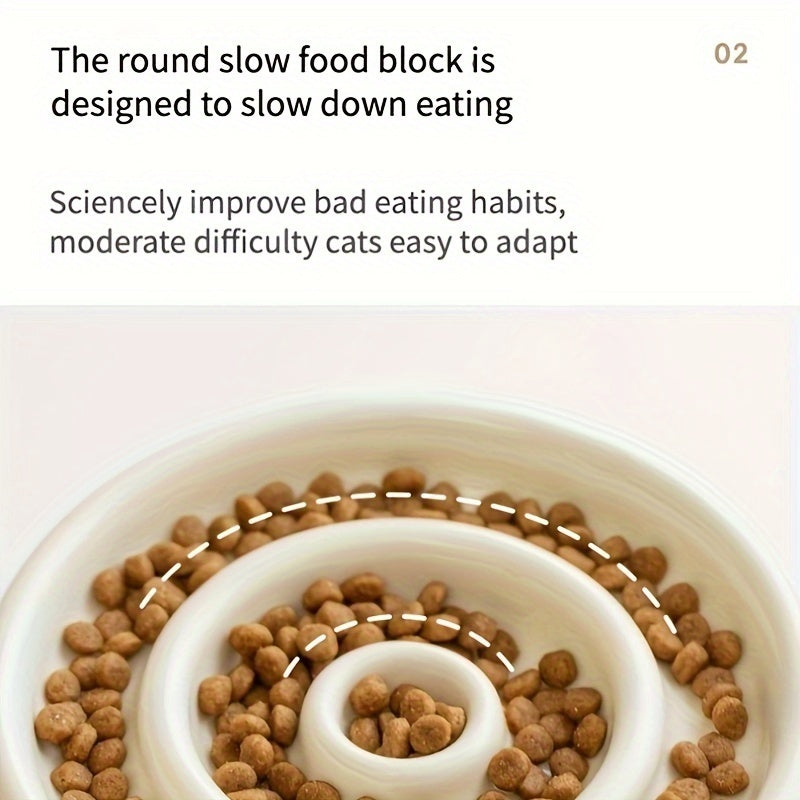 Ceramic Cat Slow Feeder Bowl Anti-Gulping Cat