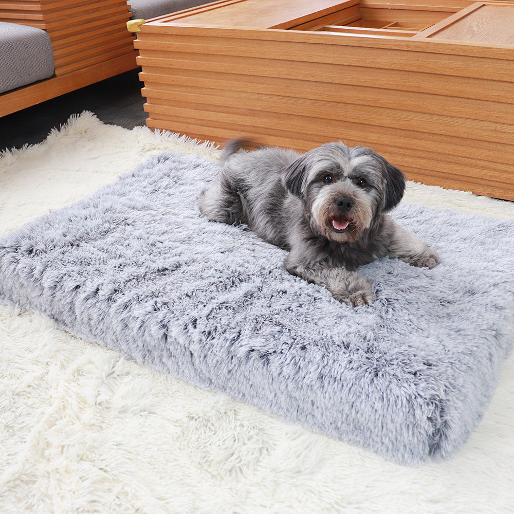 Plush Square Pet Bed Wave Memory