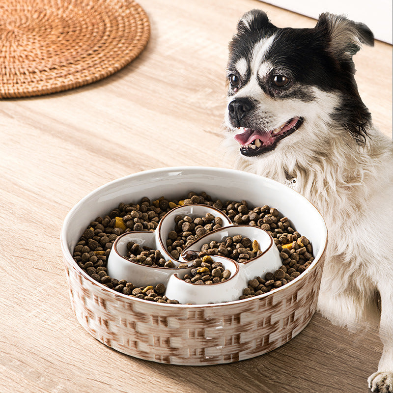 Ceramic Slow Feeder Dog Bowl