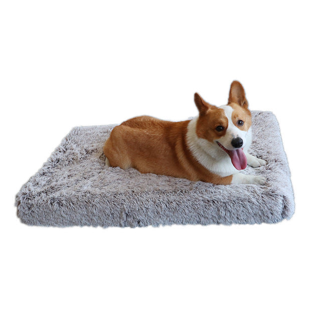 Plush Square Pet Bed Wave Memory
