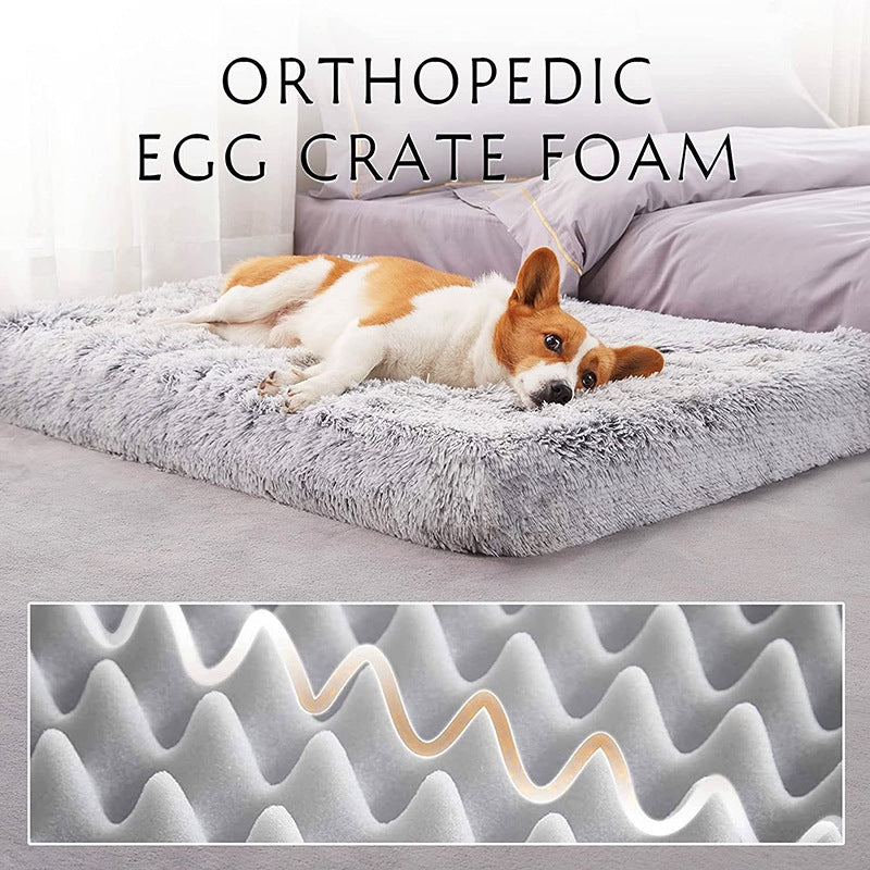 Plush Square Pet Bed Wave Memory