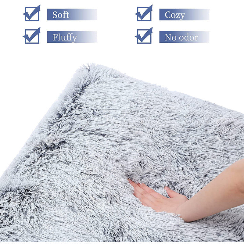 Plush Square Pet Bed Wave Memory