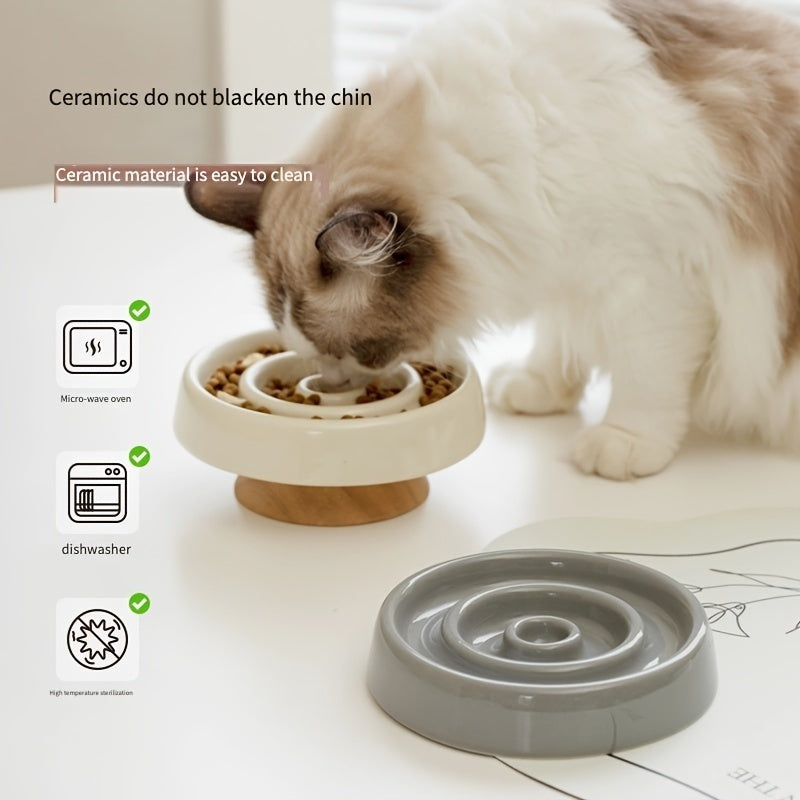 Ceramic Cat Slow Feeder Bowl Anti-Gulping Cat